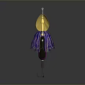 Colorful Fishing Lure With Golden Blade Purple Blue Tassels Pink Body And Hook
