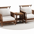 New Chinese Style Single Sofa Leisure Chair Single Chair 3d model