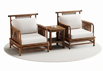 New Chinese Style Single Sofa Leisure Chair Single Chair 3d model