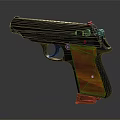 Classic Pistol With Black Metal Body And Brown Wooden Grip Design