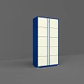 Blue And White Evidence Storage Cabinet With Digital Screen And Multiple Compartments 3d model