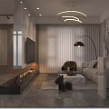 Modern Showroom Interior With Marble Countertop Brown Chairs Colorful Panels And Track Lighting