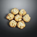 Fresh Twisted Steamed Buns Arranged in a Pile with Golden Brown Crust and Soft Inside