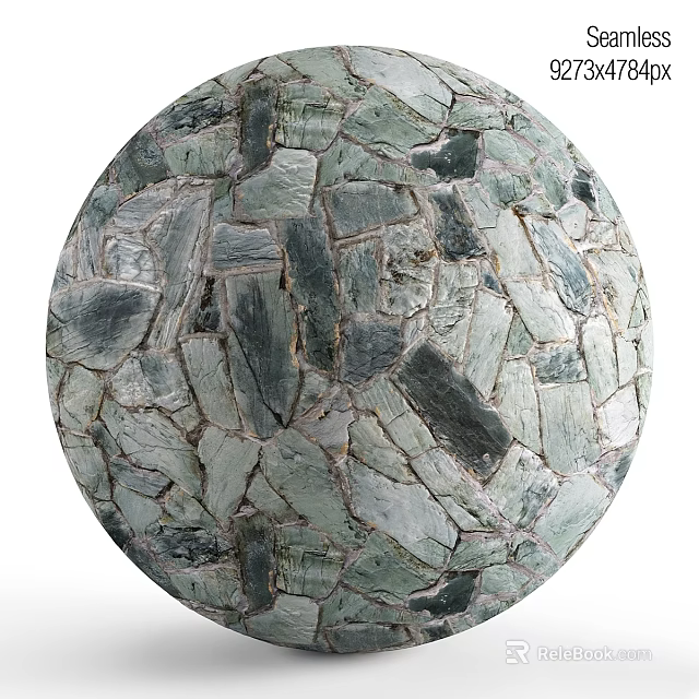 Spherical Decorative Structure With Green Gray Stone Fragment Mosaic Pattern Design 3d model