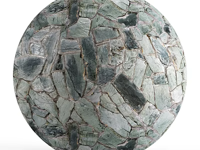 Spherical Decorative Structure With Green Gray Stone Fragment Mosaic Pattern Design 3d model