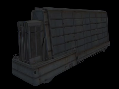 Old Gray Freight Train Carriage With Metal Panels And Industrial Structure 3d model