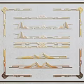 Elegant Metallic Carving Patterns With Geometric And Mountain Shaped Designs For Decorative Frames