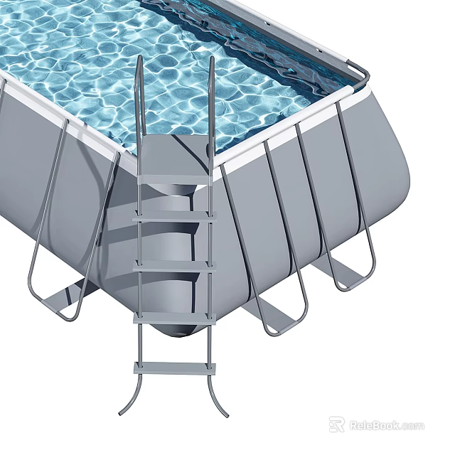 Durable Above Ground Swimming Pool With Metal Frame Ladder And Blue Water 3d model 