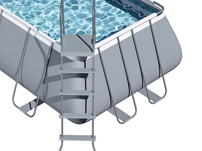 Durable Above Ground Swimming Pool With Metal Frame Ladder And Blue Water 3d model