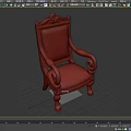 Classic Armchair with Golden Carved Frame Green Floral Pattern Upholstery on Backrest and Seat