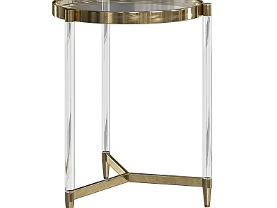 Modern Functional Table With Round Top Gold Metal Frame And Clear Acrylic Legs 3d model