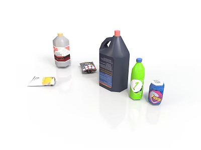 Assorted Food Products in Various Containers Bottles and Bags on 3d model