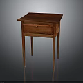 Classic Wooden Side Table With Red Top Single Drawer And Light Wooden Legs