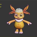 Cute Yellow Cartoon Game Movie Character With Big Ears White Belly And Spotted Paws