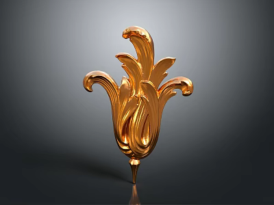 Golden Floral Shaped Decorative Ornament For Home Living Accessories 3d model