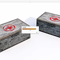 Pair of Vintage Medical Equipment Wooden Boxes With Red Cross Symbols