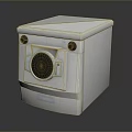 White Modern Computer Case With Circular Front Panel And Control Buttons