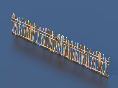 Golden Bamboo Fence Decorative Garden Ornament Structure For Outdoor Gardens 3d model