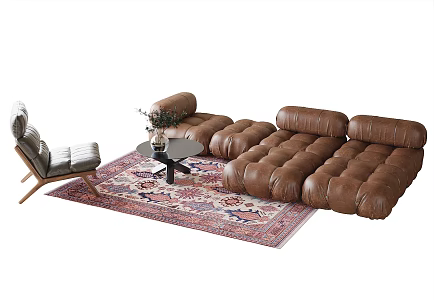 Modern Sofa Coffee Table Combination Multi-person Sofa Leisure Chair Carpet 3d model
