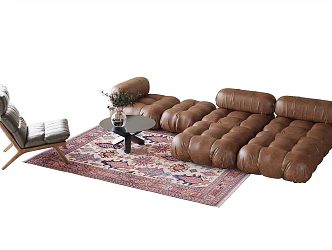 Modern Sofa Coffee Table Combination Multi-person Sofa Leisure Chair Carpet 3d model
