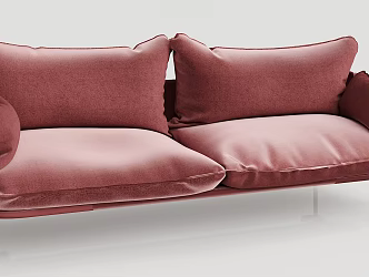 Red Silk Sofa Modern Double Sofa 3d model