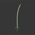 Scimitar Weapon With Curved Blade And Metal Hilt On Dark Background
