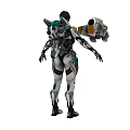 Futuristic Sci Fi Game Character In White Black Mechanical Armor Design 3d model