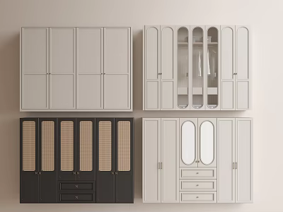 Modern Wardrobe Designs With White Black Wooden Panels Glass Doors Mirrors And Drawers For Storage 3d model