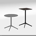 Modern Side Tables Featuring White Round Top And Brown Square Top With Black Stand 3d model