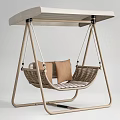 Modern Outdoor Wicker Swing Chair With Metal Frame Canopy And Cushions