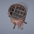 Old Rusty Metal Stove With Legs And Grate For Home Daily Use