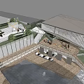 Modern Commercial Street With Sloped Roof Design Outdoor Plazas Shops And Greenery