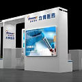 Liyuan Hydraulic Exhibition Booth With Modern White Blue Design Display Screen And Product Shelves