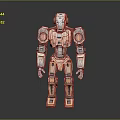 Standing Copper Mechanical Robot Character With Jointed Body And Metallic Design