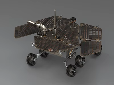 Lunar Rover Model With Solar Panels Wheels And Scientific Instruments 3d model