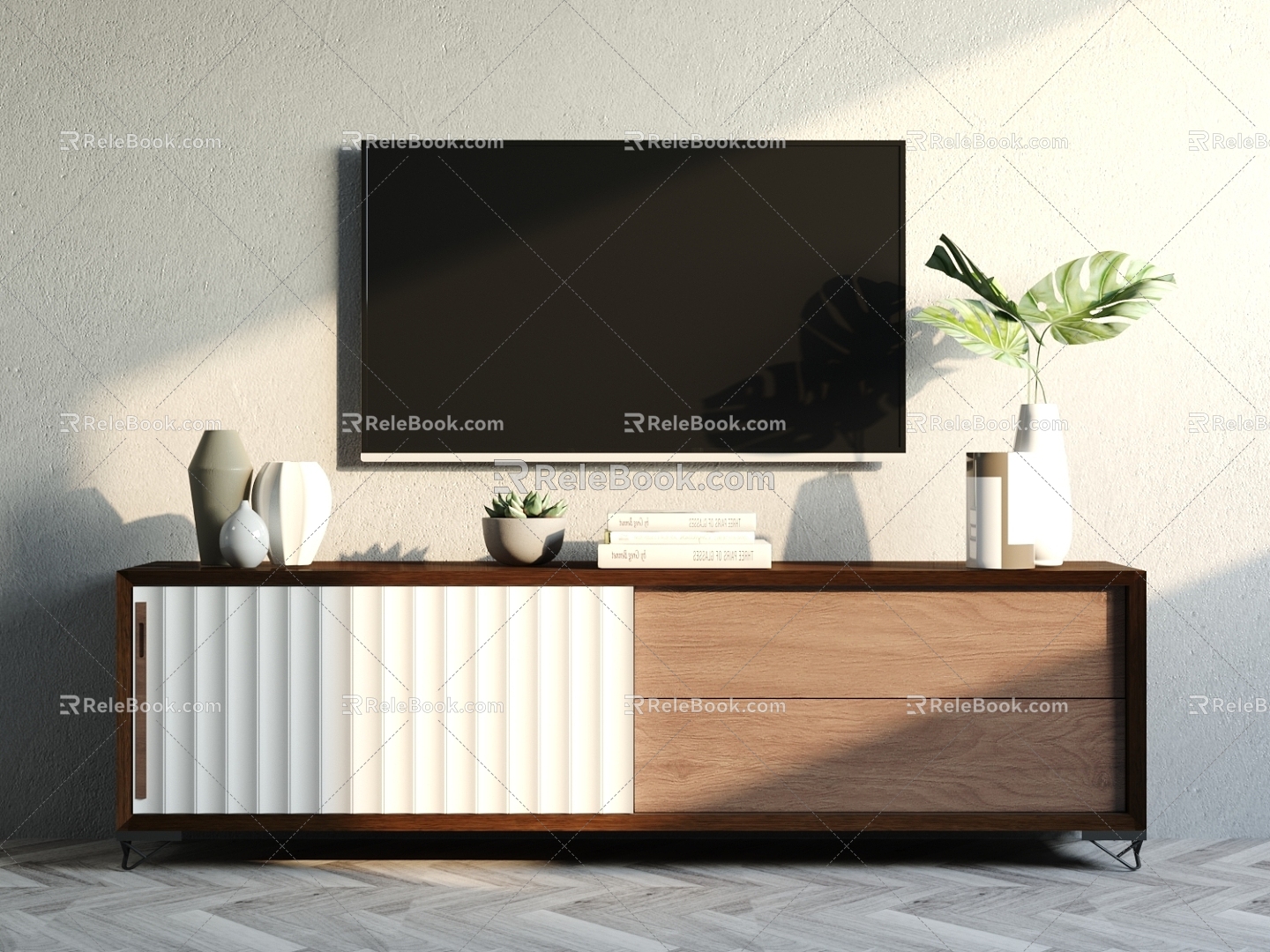 Nordic TV Cabinet Ornaments Combination 3d model