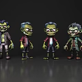 Game Movie Zombie Characters Cartoon Style 3D Models With Different Outfits And Expressions