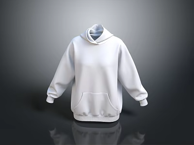 White Hooded Sweatshirt With Front Pocket For Casual Daily Wear 3d model