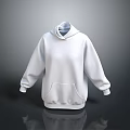 White Hooded Sweatshirt With Front Pocket For Casual Daily Wear