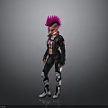 Character With Pink Mohawk Black Leather Jacket Number 17 Mechanical Armor And White Boots