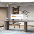 Modern Study Bookshelf Bookcase Desk and Chair Decorative Cabinet 3d model