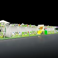 Modern Commercial Street With White Buildings Shops Green Spaces And Open Plazas