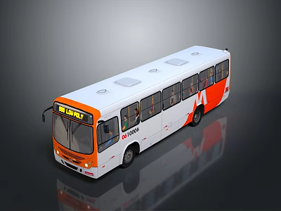 White and Orange City Bus With MB 1029 Sign and New York Destination 3d model
