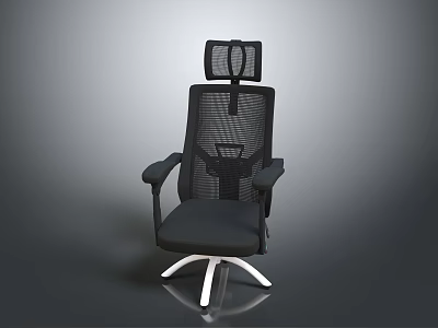 Modern Office Chair With Mesh Back Armrests And White Base Design 3d model