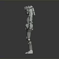 Futuristic Game Movie Robot Character with Gray Armor and Blue Accents