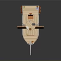 Pirate Ship Model With White Sail Jolly Roger Flag And Wooden Hull