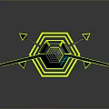 Futuristic Cosmic Spaceship With Green Black Geometric Patterns And Aerodynamic Structure