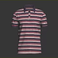 Striped Short Sleeve Collared Polo Shirt With Red White Purple Stripes