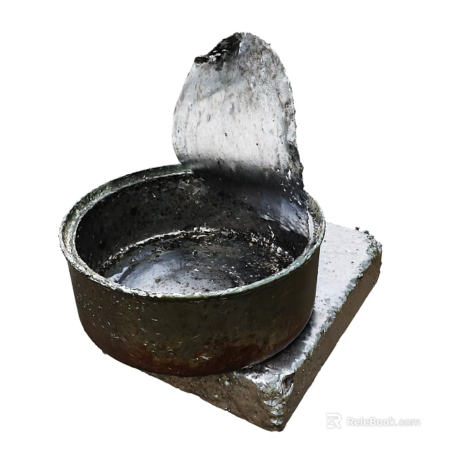 Dark Ceramic Vessel With Base During Liquid Pouring Artisanal Pottery Process 3d model 