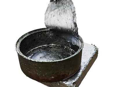 Dark Ceramic Vessel With Base During Liquid Pouring Artisanal Pottery Process 3d model